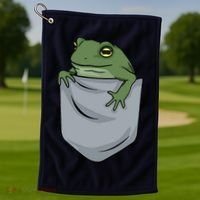 Frog Pocket For A Frog Fan Funny Golf Towel thumb 1