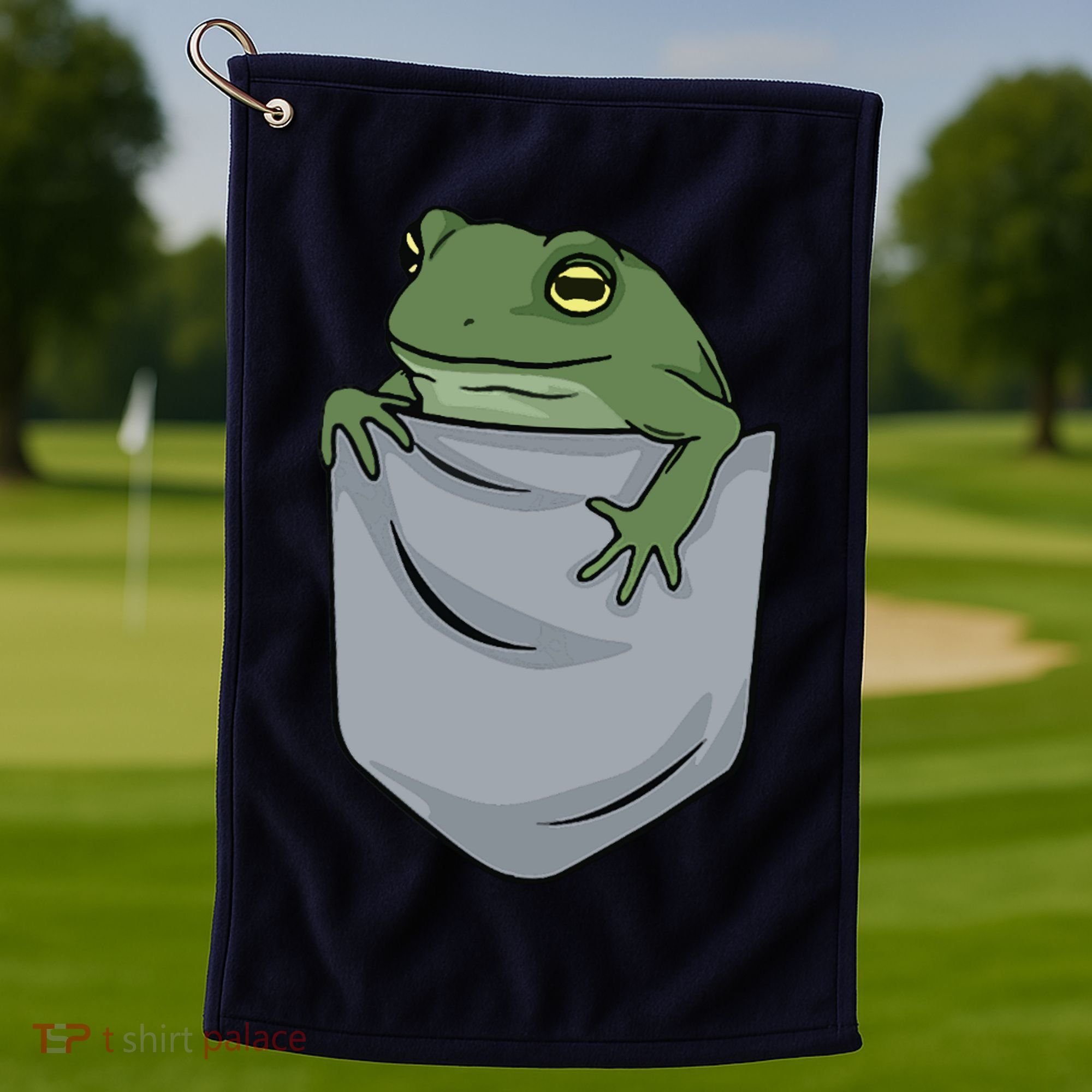 Frog Pocket For A Frog Fan Funny Golf Towel