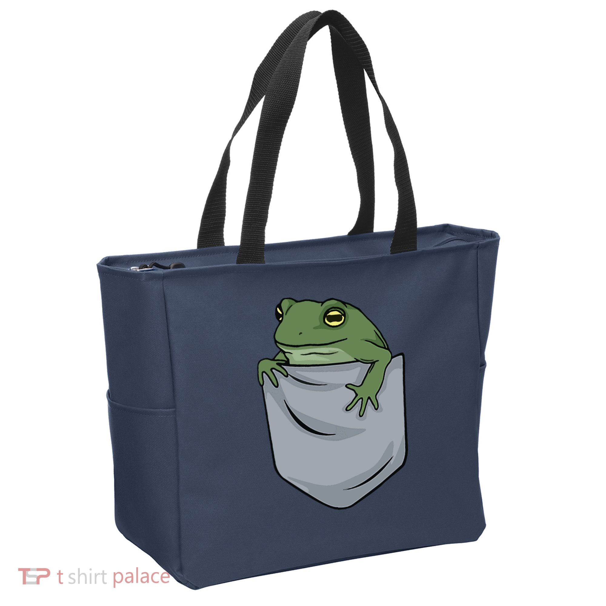 Frog Pocket For A Frog Fan Funny Tote Bag