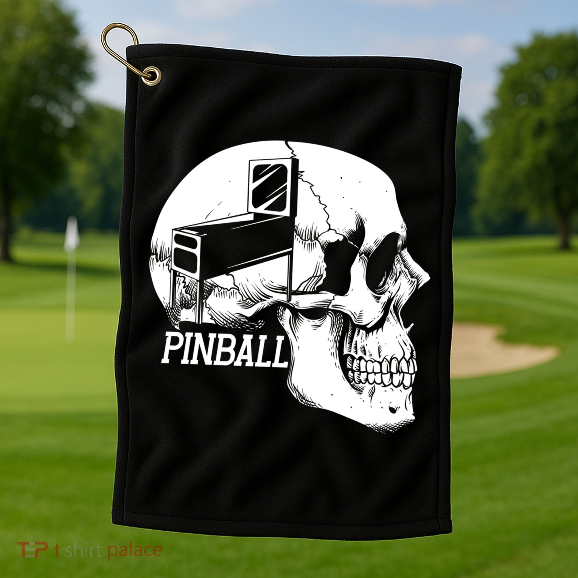 Funny Pinball Fan Skeleton Gaming Gamer Gift Golf Towel
