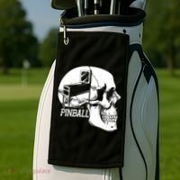 Funny Pinball Fan Skeleton Gaming Gamer Gift Golf Towel thumb 2