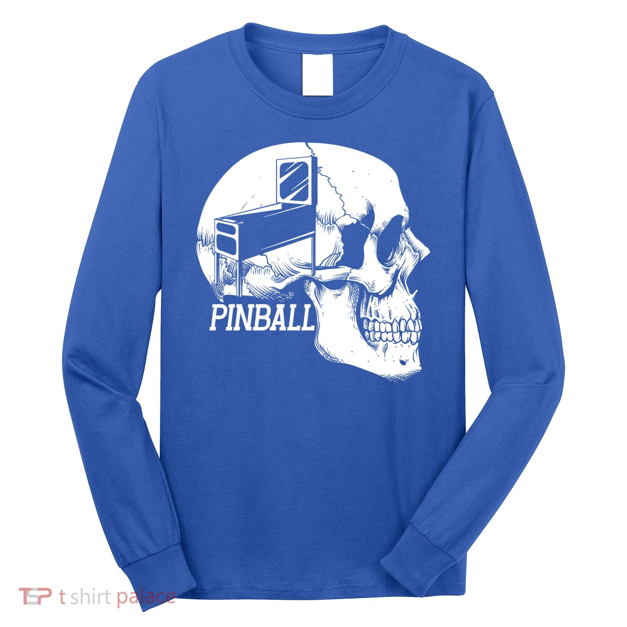 Funny Pinball Fan Skeleton Gaming Gamer Gift Long Sleeve Shirt