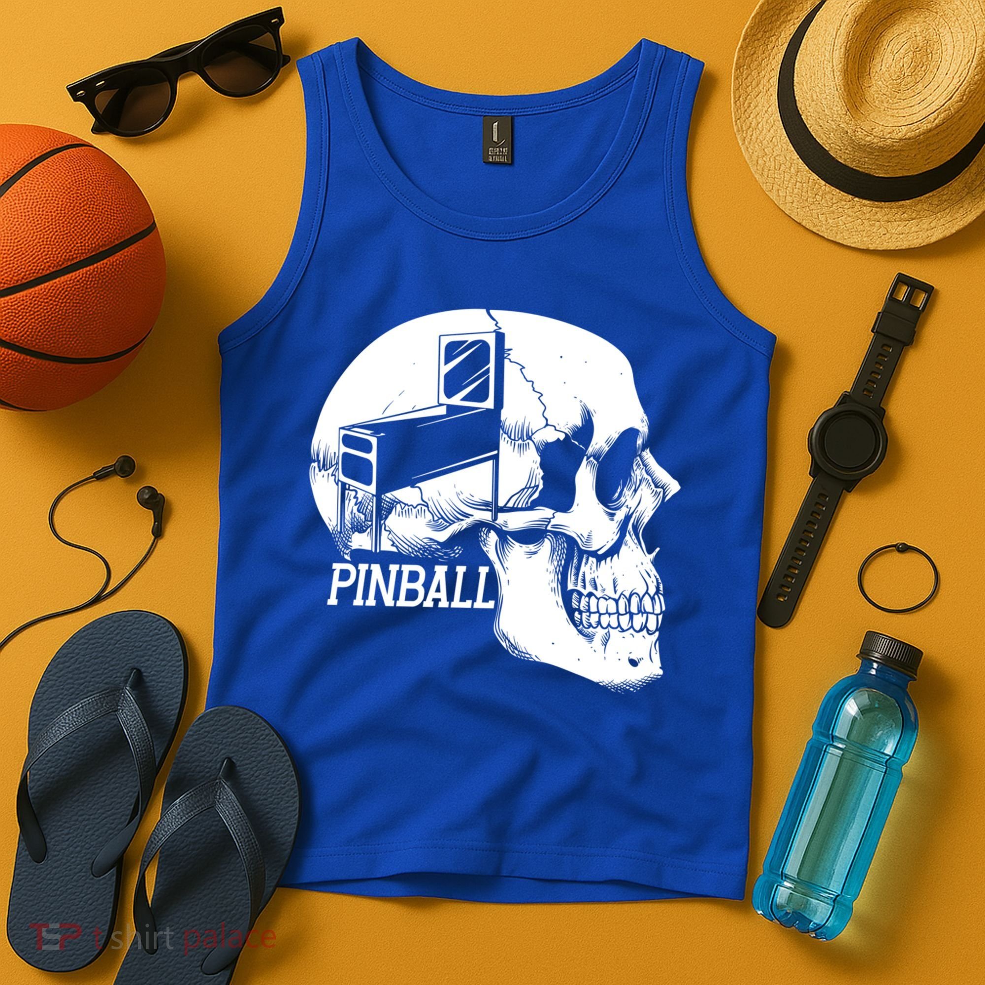 Funny Pinball Fan Skeleton Gaming Gamer Gift Tank Top