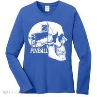 Funny Pinball Fan Skeleton Gaming Gamer Gift Women's Long Sleeve Shirt thumb 0