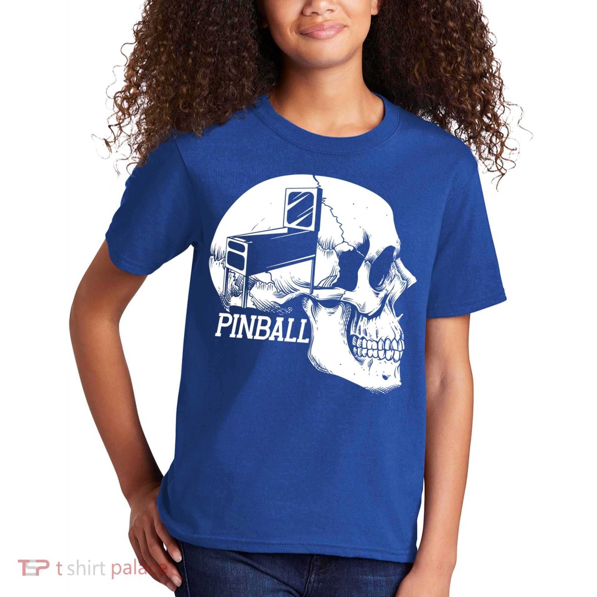 Funny Pinball Fan Skeleton Gaming Gamer Gift Kids T-Shirt