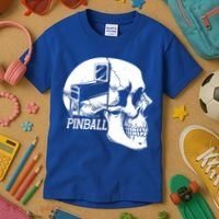 Funny Pinball Fan Skeleton Gaming Gamer Gift Kids T-Shirt thumb 3