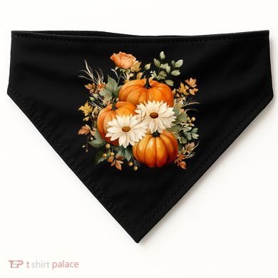 Fall Pumpkin Floral Holiday USA-Made Doggie Bandana