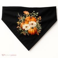 Fall Pumpkin Floral Holiday USA-Made Doggie Bandana thumb 0