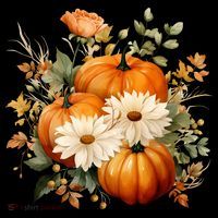 Fall Pumpkin Floral Holiday USA-Made Doggie Bandana thumb 2