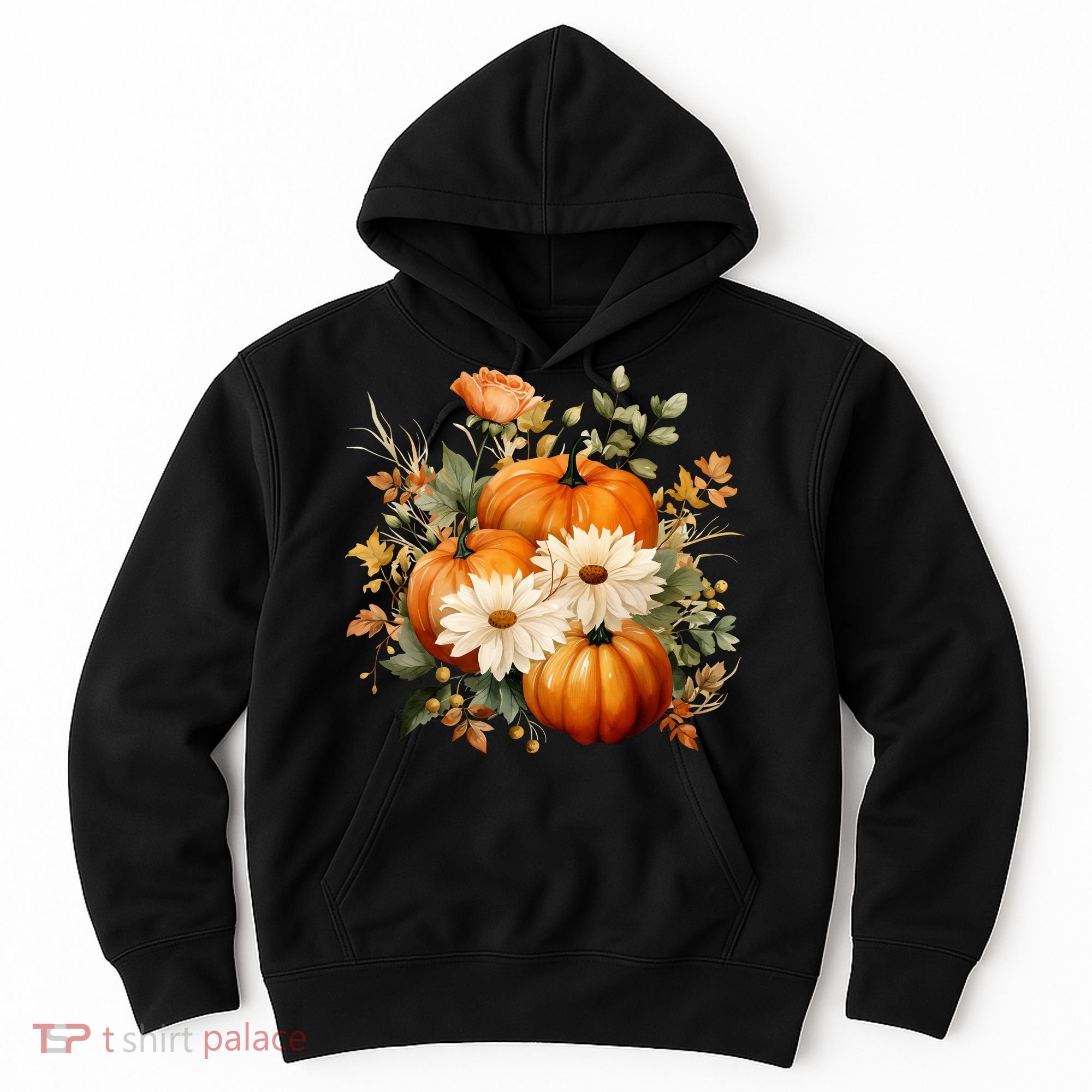 Fall Pumpkin Floral Holiday Hoodie