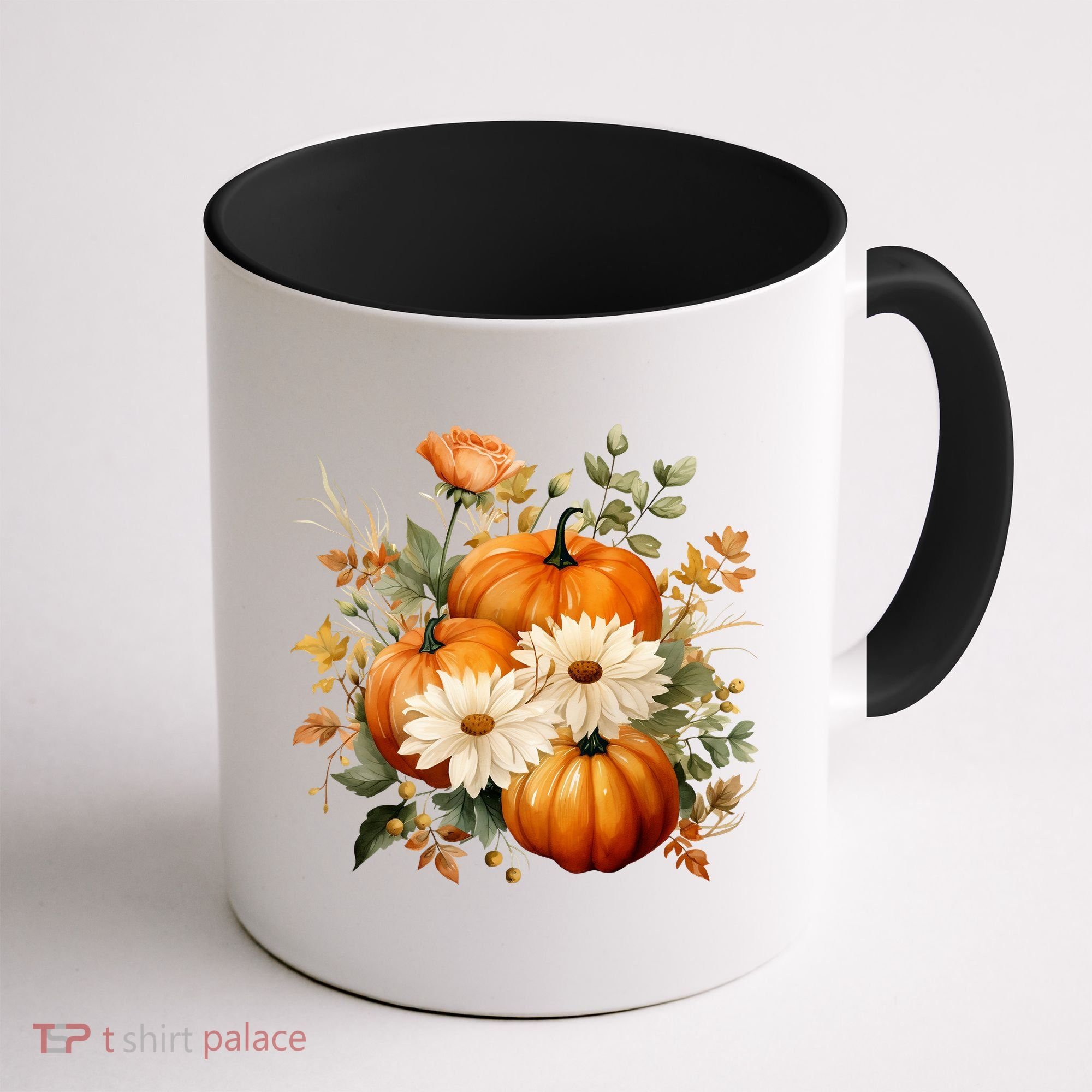 Fall Pumpkin Floral Holiday Coffee Mug