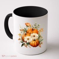 Fall Pumpkin Floral Holiday Coffee Mug thumb 0