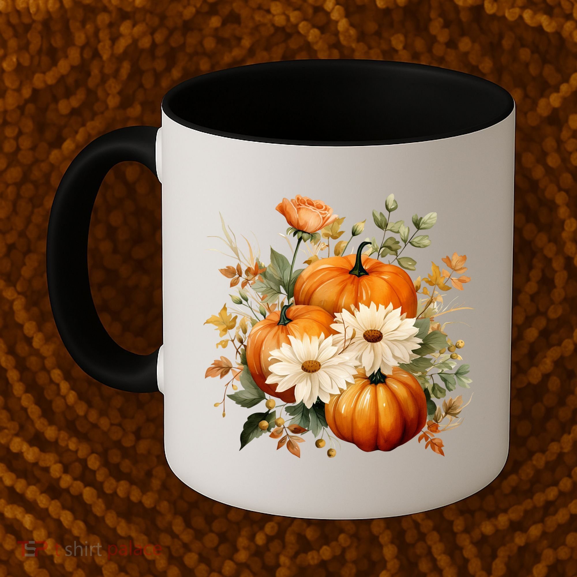 Fall Pumpkin Floral Holiday Coffee Mug