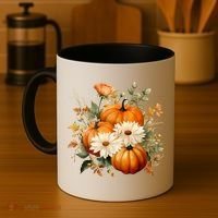 Fall Pumpkin Floral Holiday Coffee Mug thumb 4