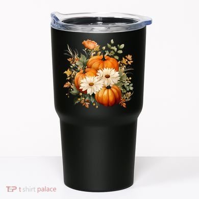 Fall Pumpkin Floral Holiday Tumbler