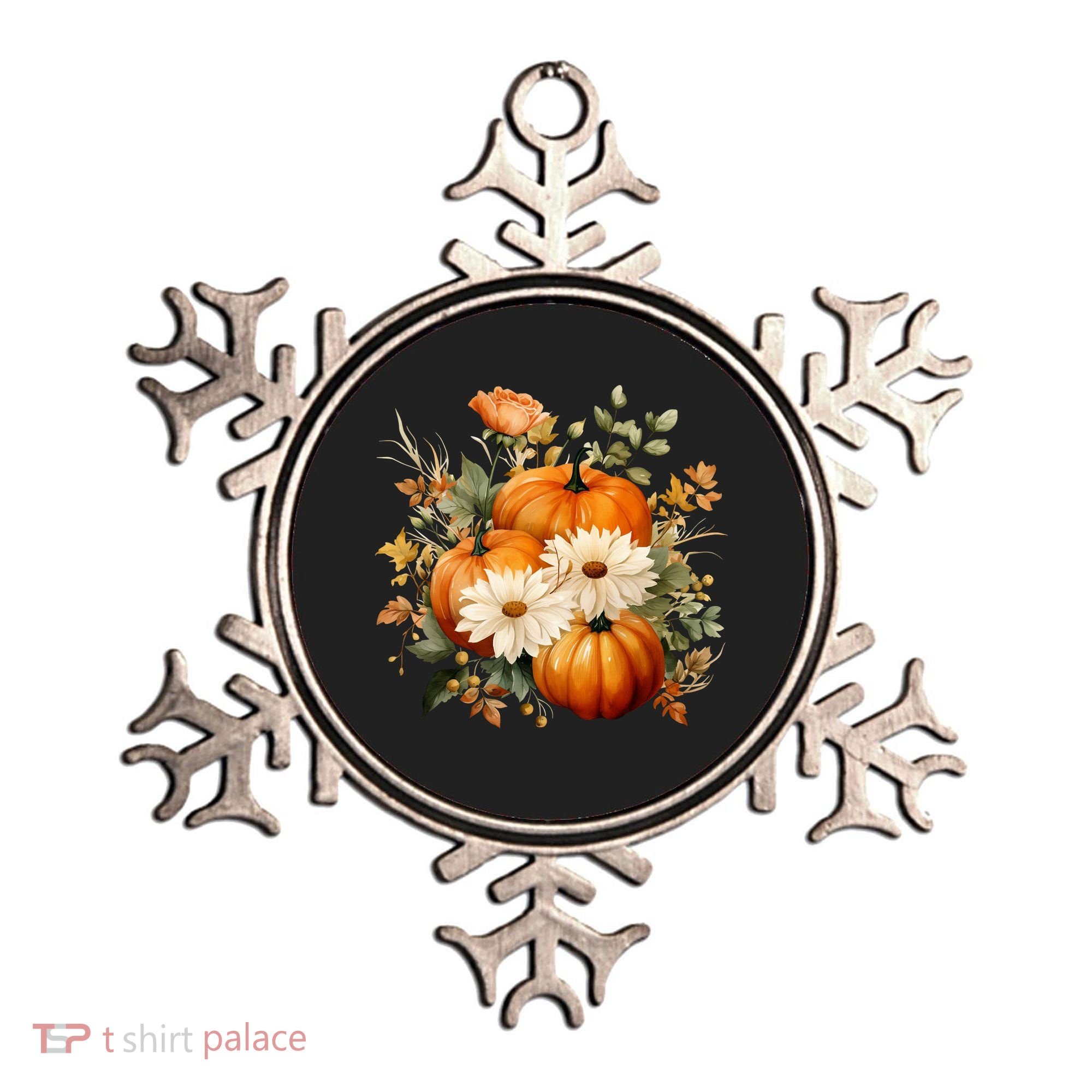 Fall Pumpkin Floral Holiday Ornament