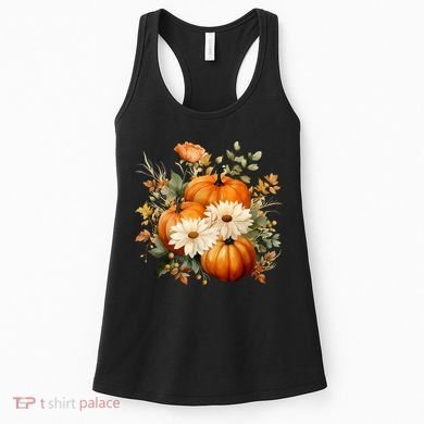 Fall Pumpkin Floral Holiday Women's Tank Top