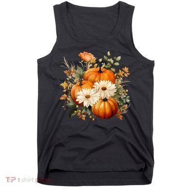 Fall Pumpkin Floral Holiday Tank Top