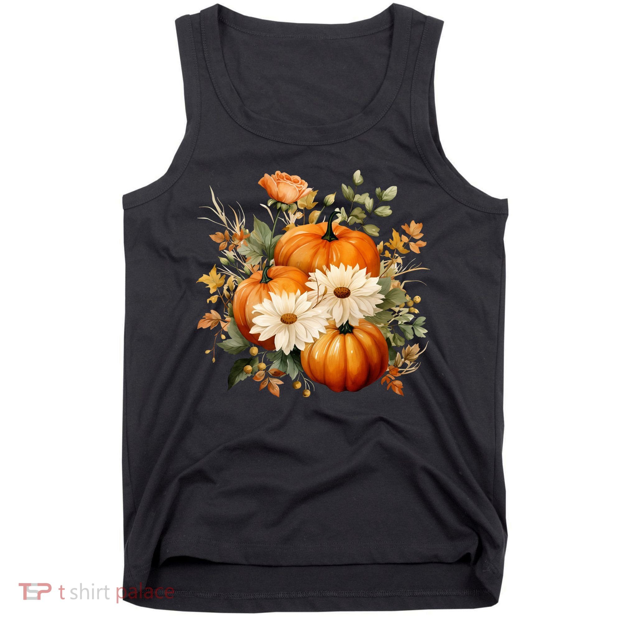 Fall Pumpkin Floral Holiday Tank Top