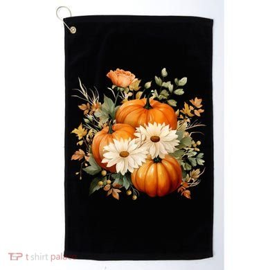 Fall Pumpkin Floral Holiday Golf Towel