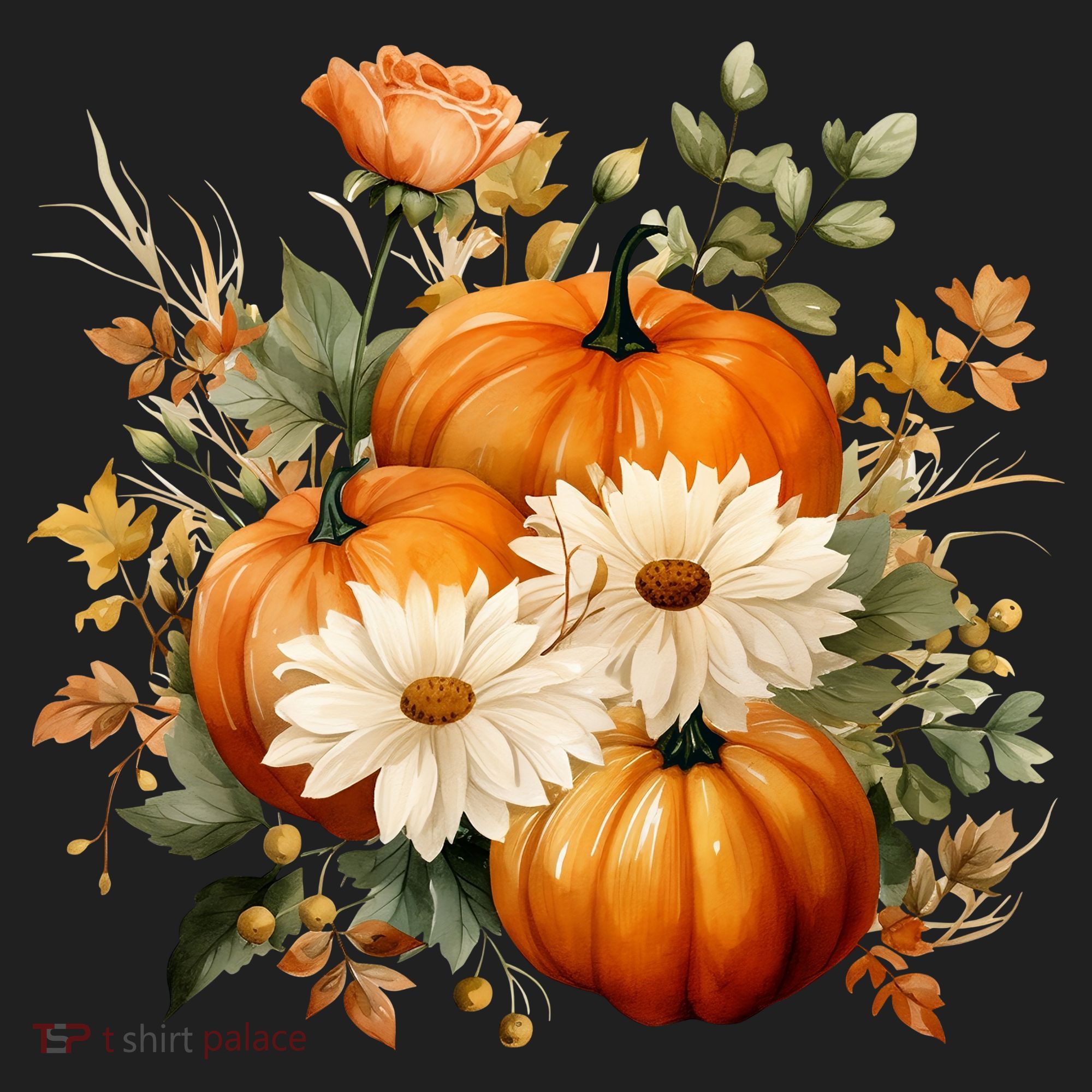 Fall Pumpkin Floral Holiday Golf Towel