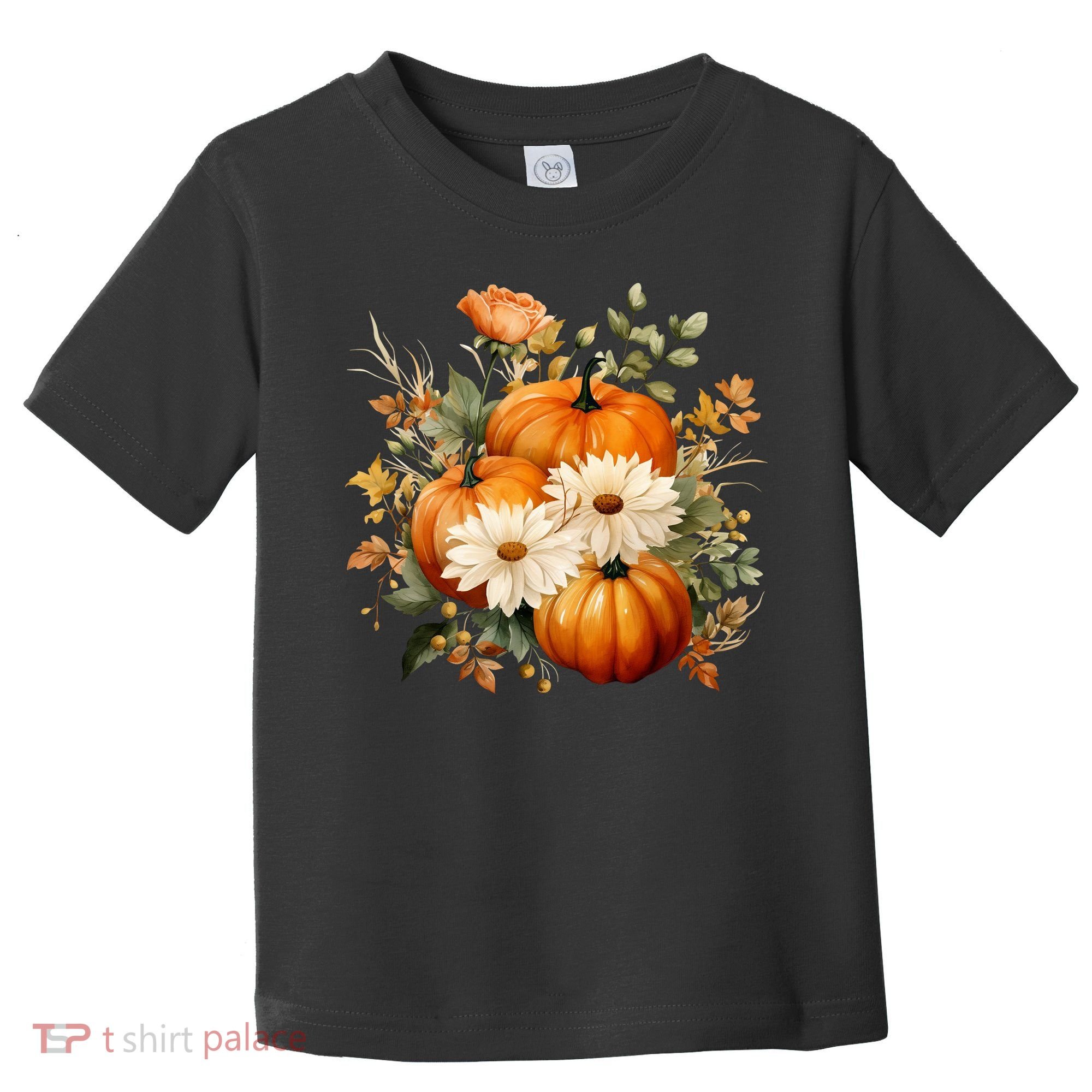 Fall Pumpkin Floral Holiday Toddler T-Shirt