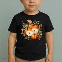 Fall Pumpkin Floral Holiday Toddler T-Shirt thumb 2