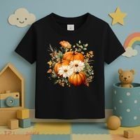 Fall Pumpkin Floral Holiday Toddler T-Shirt thumb 3