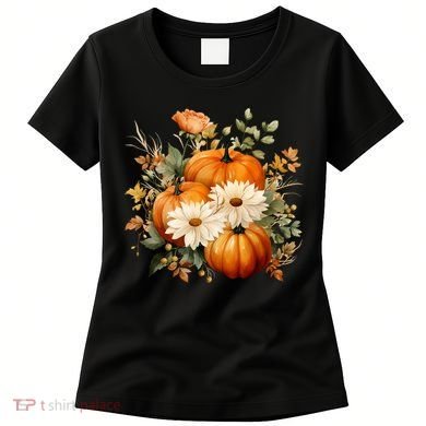 Fall Pumpkin Floral Holiday Women's T-Shirt