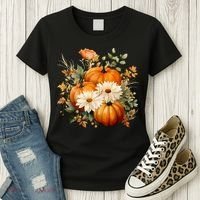 Fall Pumpkin Floral Holiday Women's T-Shirt thumb 3