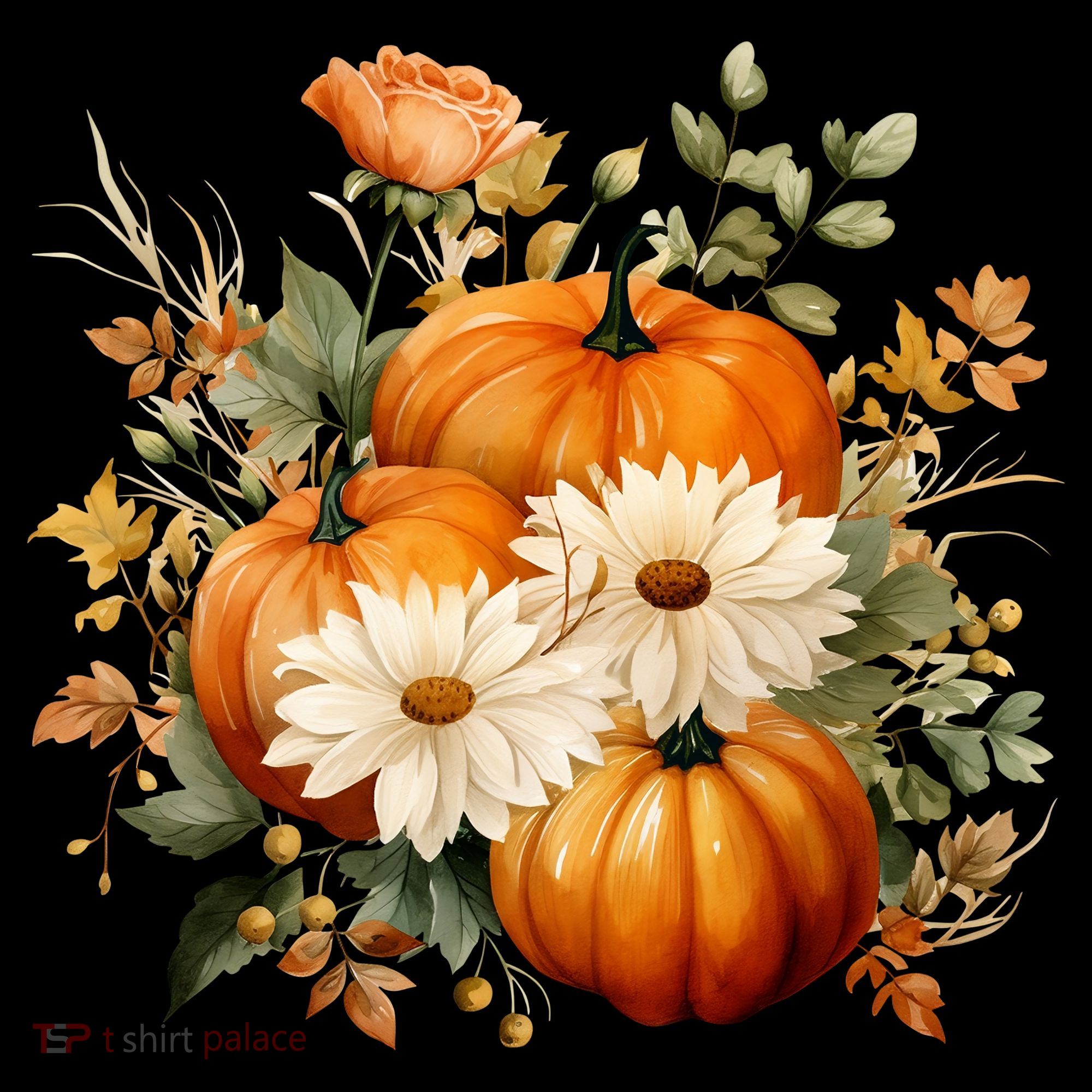 Fall Pumpkin Floral Holiday Women's T-Shirt