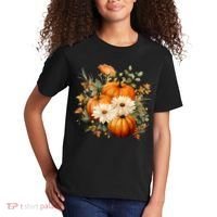 Fall Pumpkin Floral Holiday Kids T-Shirt thumb 2