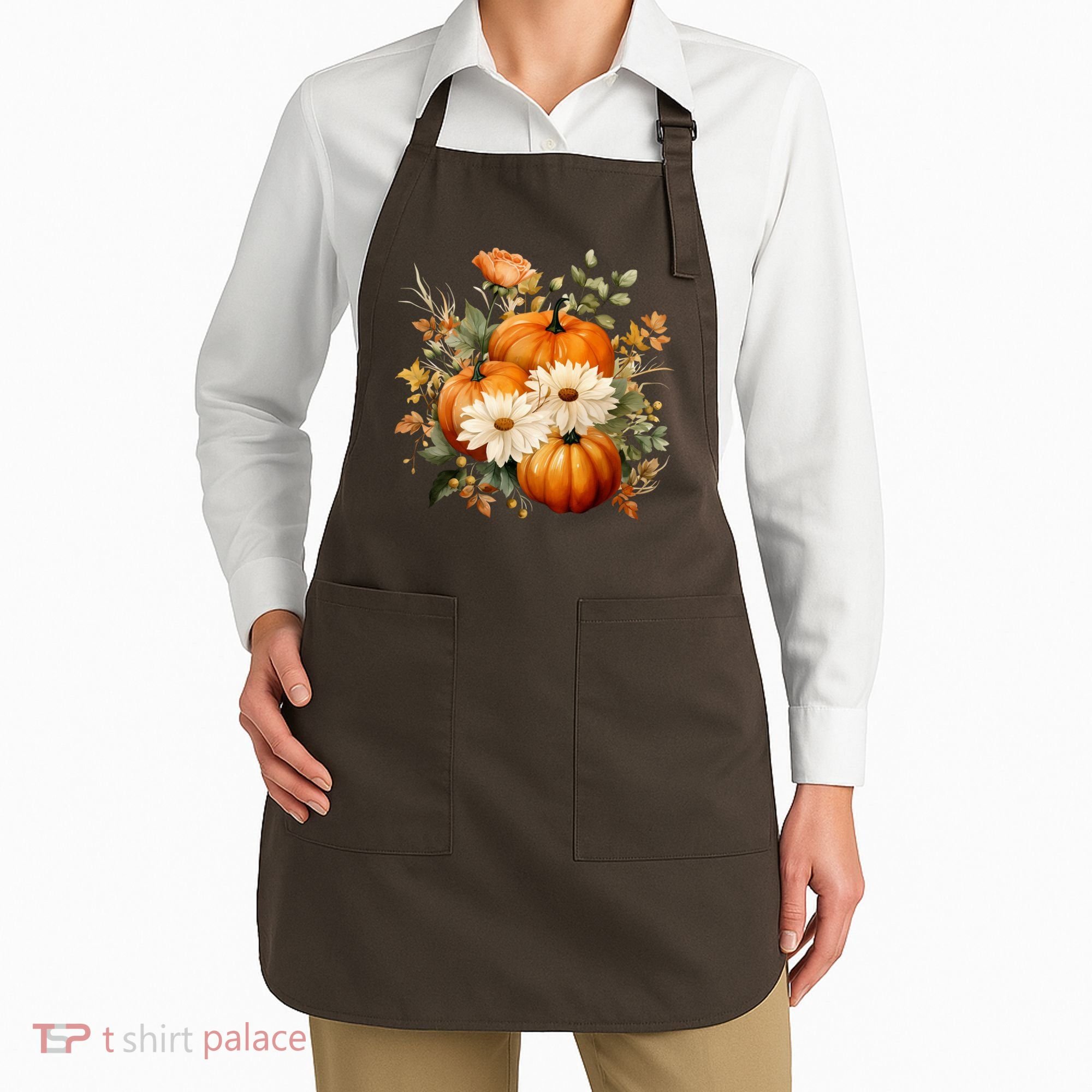 Fall Pumpkin Floral Holiday Apron