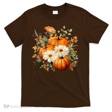 Fall Pumpkin Floral Holiday T-Shirt
