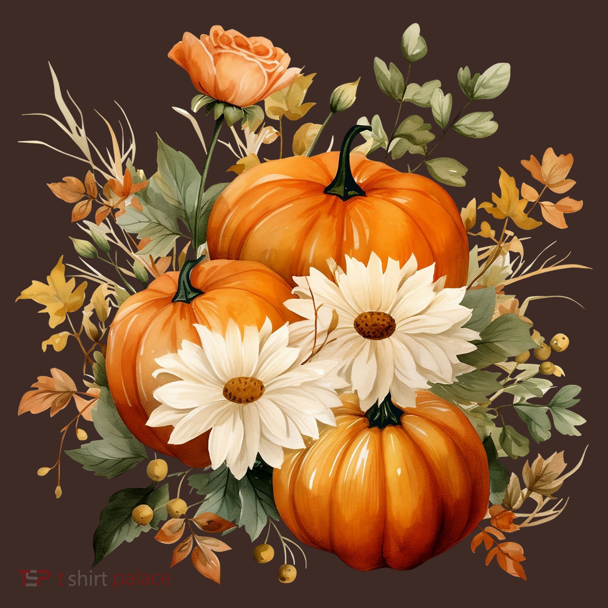 Fall Pumpkin Floral Holiday Coaster