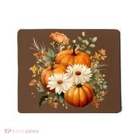 Fall Pumpkin Floral Holiday Mousepad thumb 0