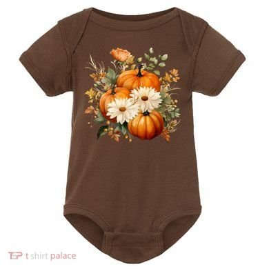 Fall Pumpkin Floral Holiday Baby Bodysuit