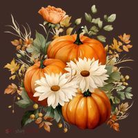 Fall Pumpkin Floral Holiday Baby Bodysuit thumb 2