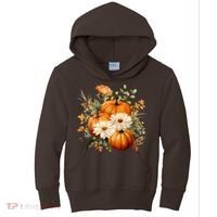 Fall Pumpkin Floral Holiday Kids Hoodie thumb 0