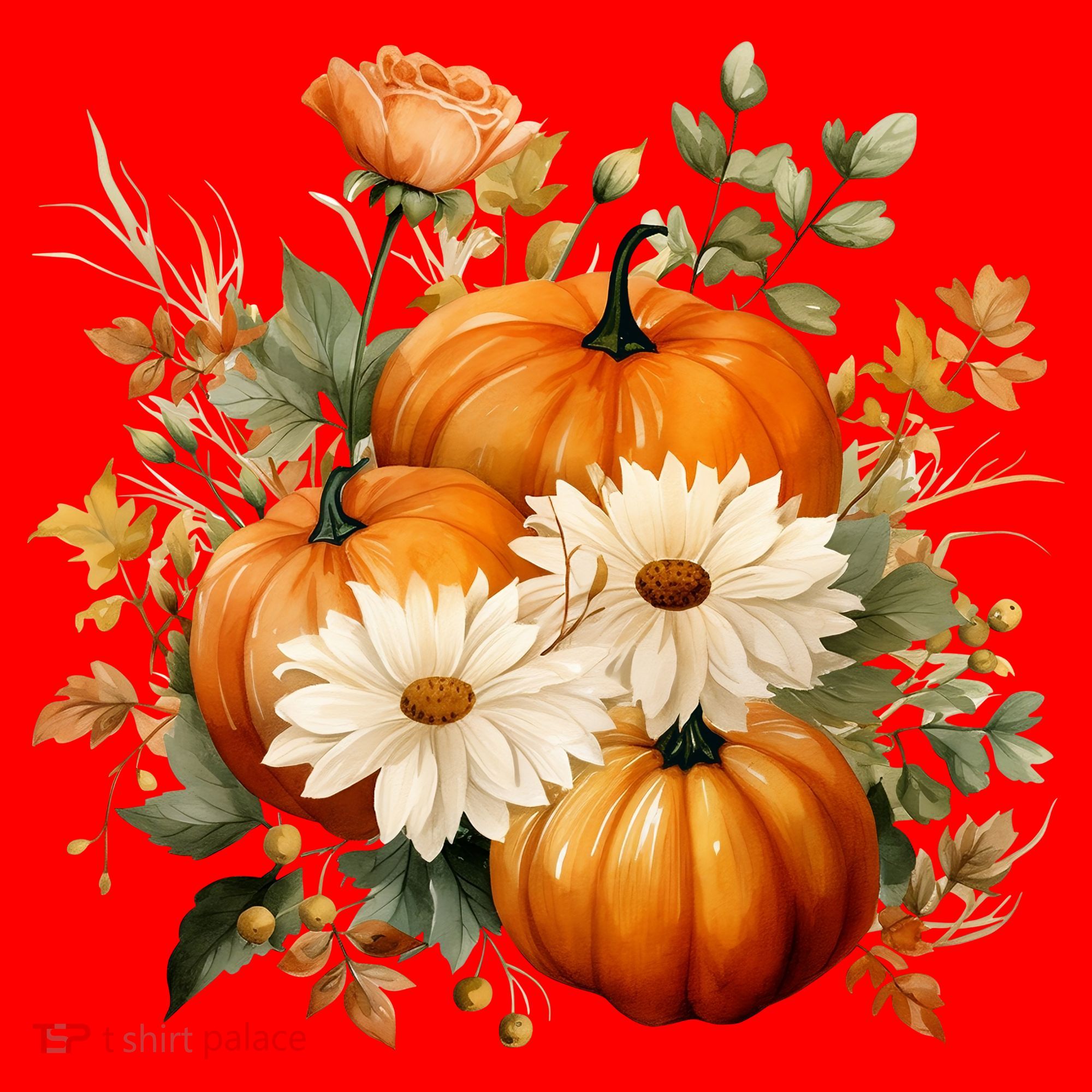Fall Pumpkin Floral Holiday Santa Hat
