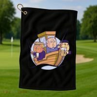 Fishing Presidents Funny Golf Towel thumb 1