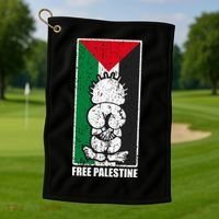 Free Palestine Flag Hanthala Gaza Save Sheikh Jarrah Golf Towel thumb 1