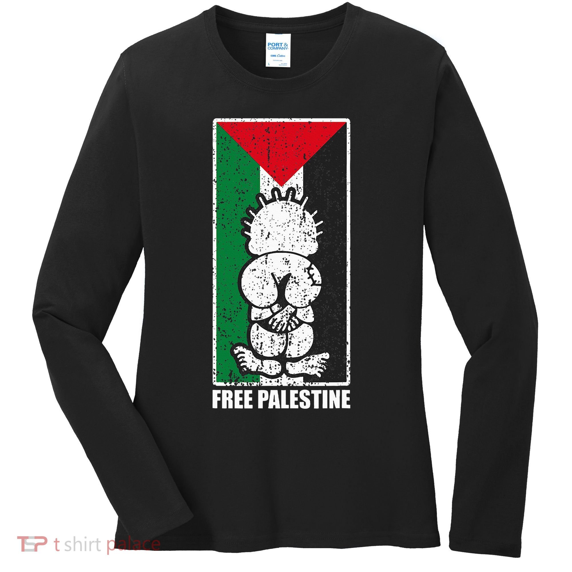 Free Palestine Flag Hanthala Gaza Save Sheikh Jarrah Women's Long Sleeve Shirt