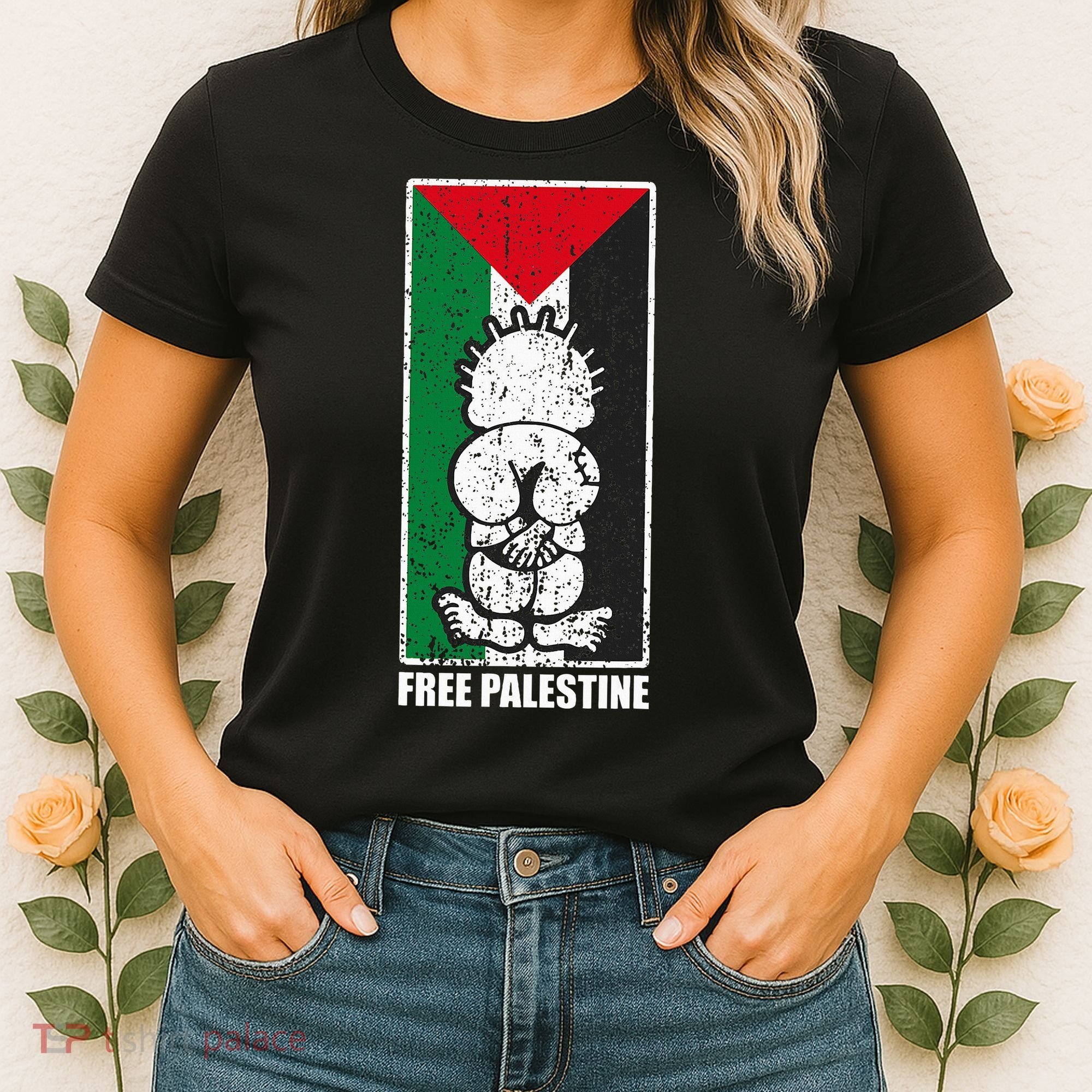 Free Palestine Flag Hanthala Gaza Save Sheikh Jarrah Women's T-Shirt