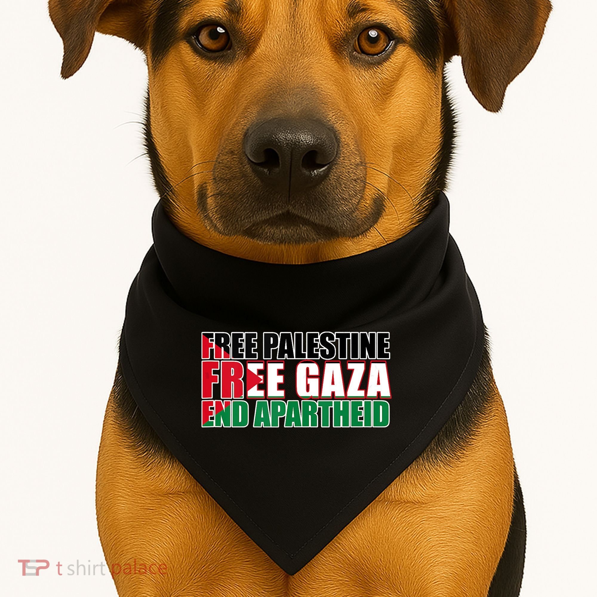 Free Palestine Free Gaza End Apartheid Palestinian Flag USA-Made Doggie Bandana