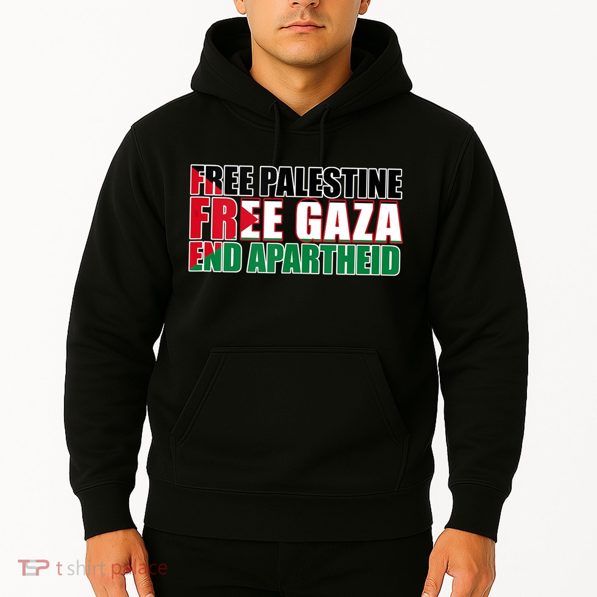 Free Palestine Free Gaza End Apartheid Palestinian Flag Hoodie