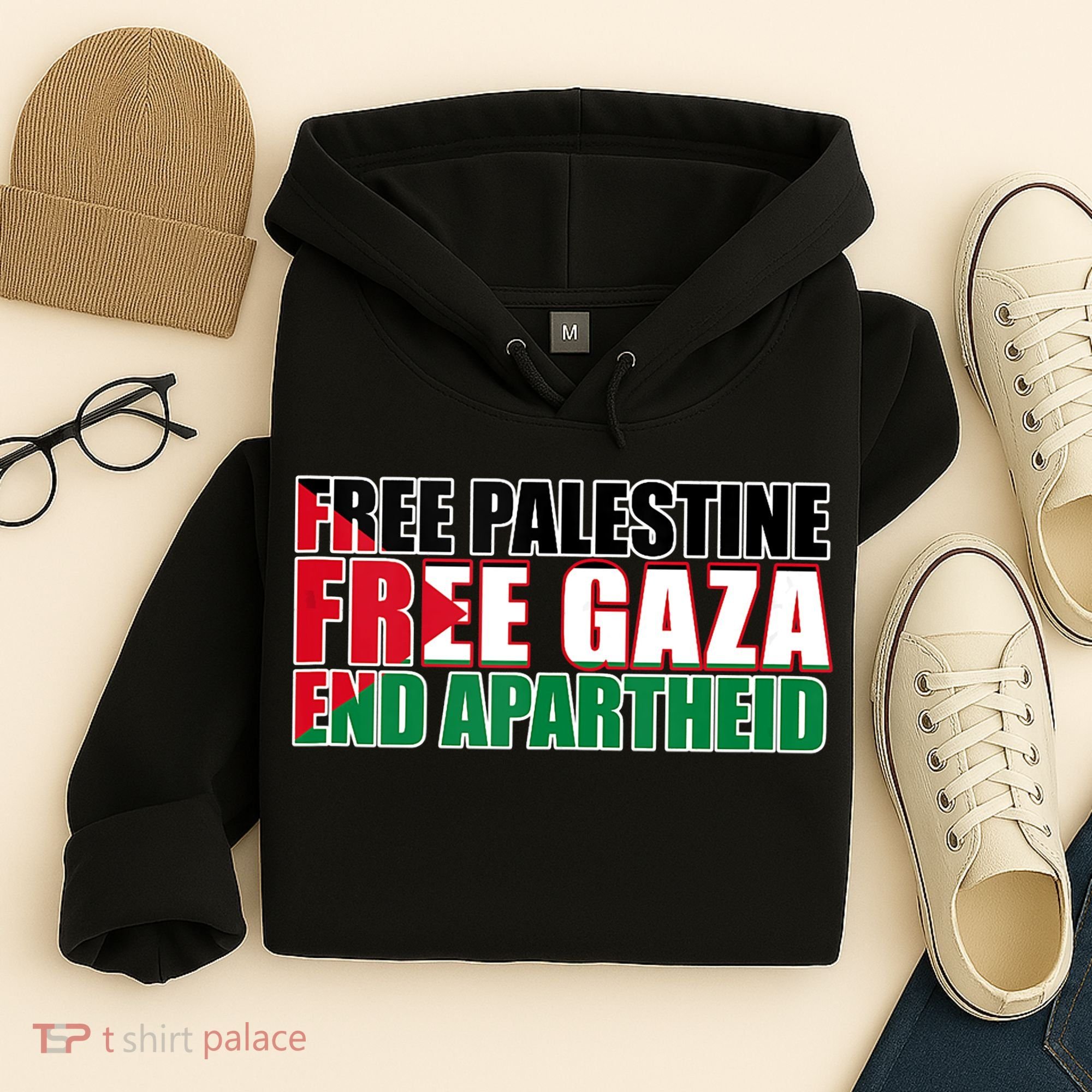 Free Palestine Free Gaza End Apartheid Palestinian Flag Hoodie