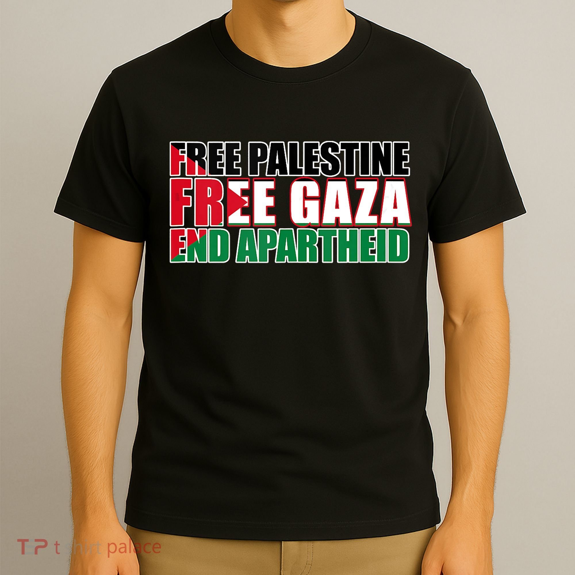 Free Palestine Free Gaza End Apartheid Palestinian Flag T-Shirt