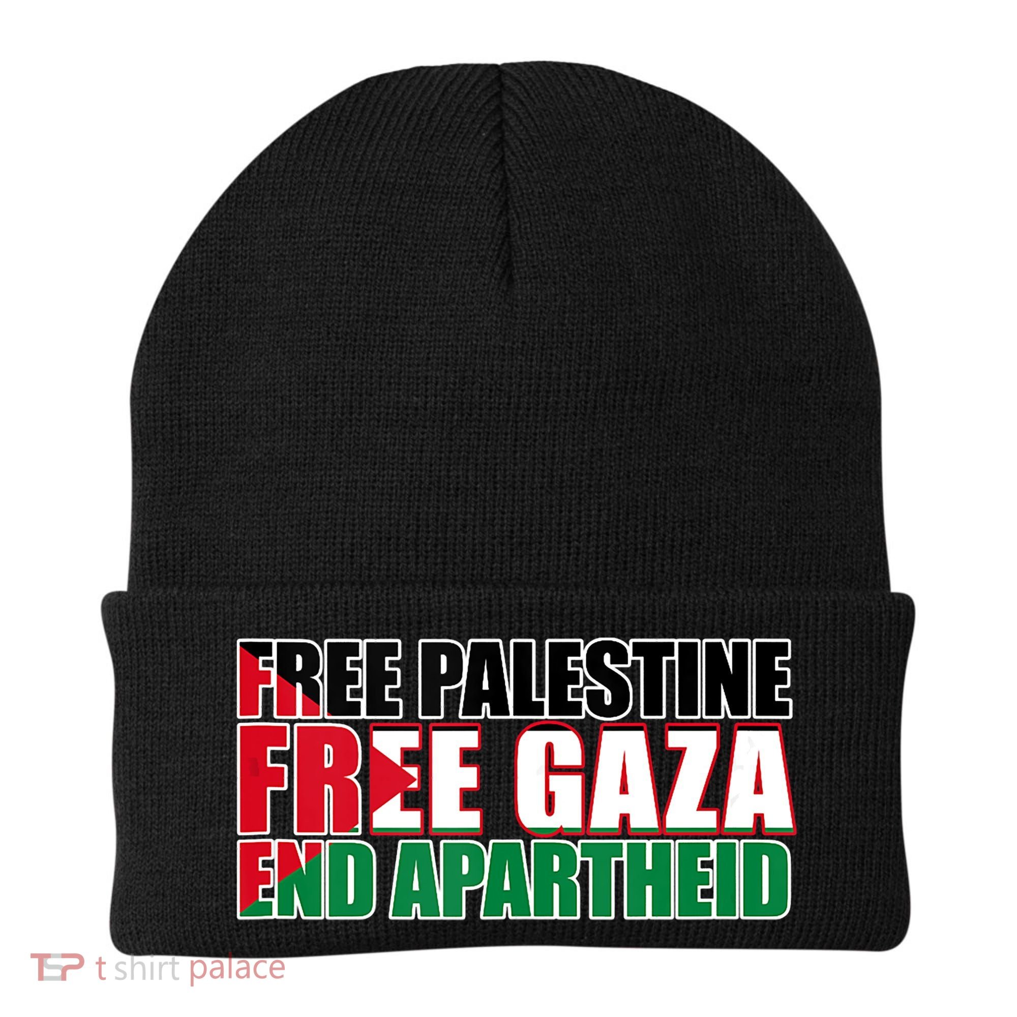 Free Palestine Free Gaza End Apartheid Palestinian Flag Beanie