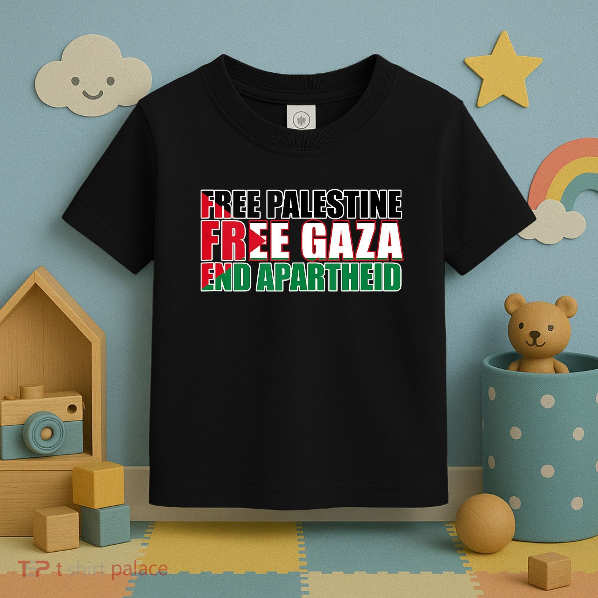 Free Palestine Free Gaza End Apartheid Palestinian Flag Toddler T-Shirt